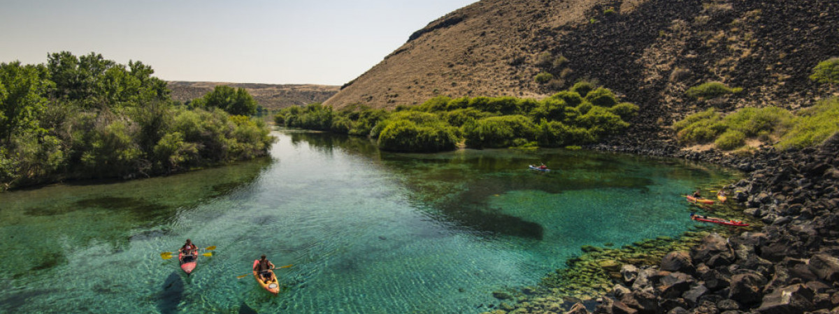 Kayak on Blue Heart Springs, Idaho