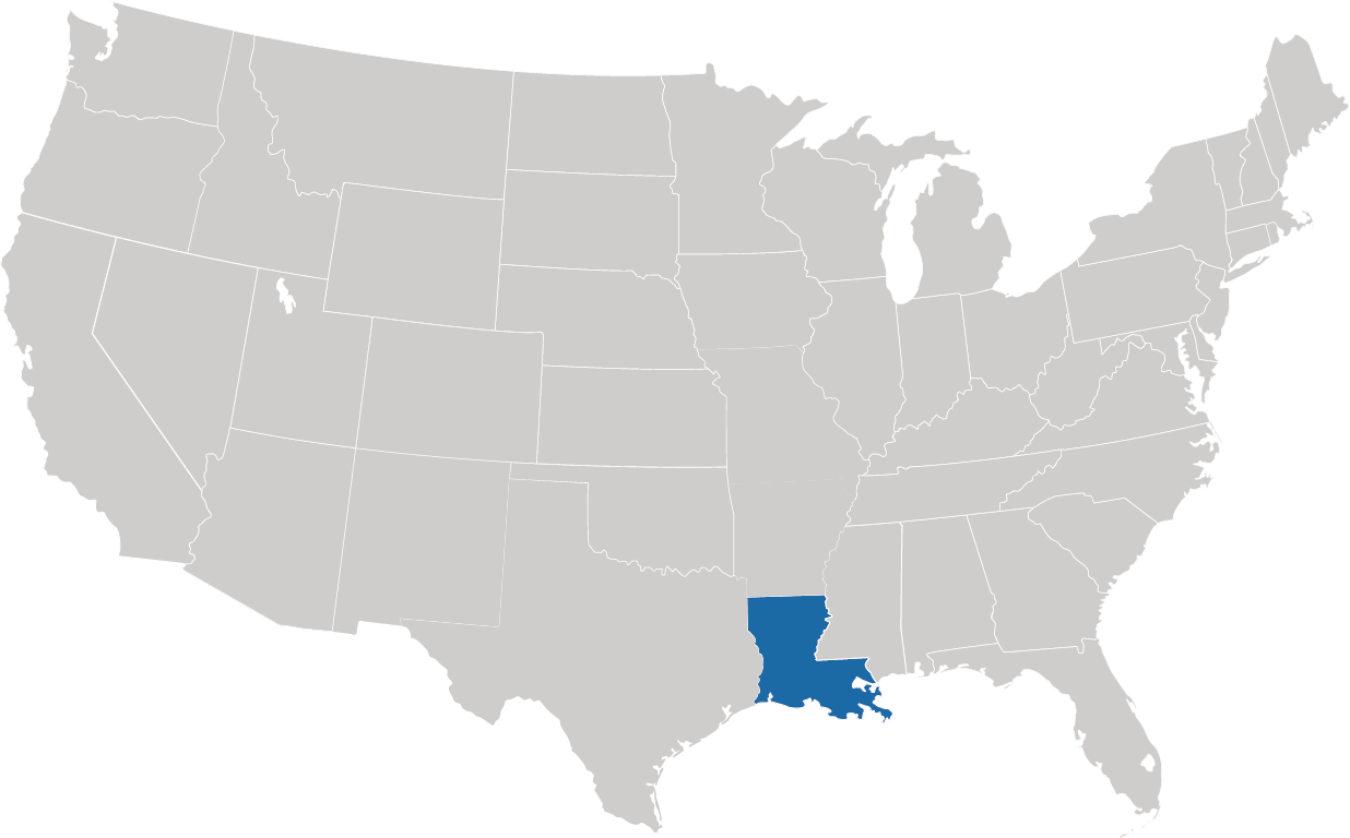 Louisiana - der "Pelican State" auf der Karte