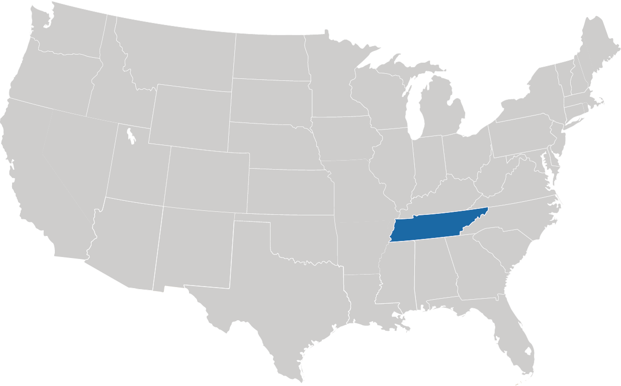 Tennessee - Der Musikstaat der USA auf der Karte