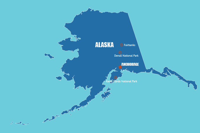 Highlight Karte von Alaska