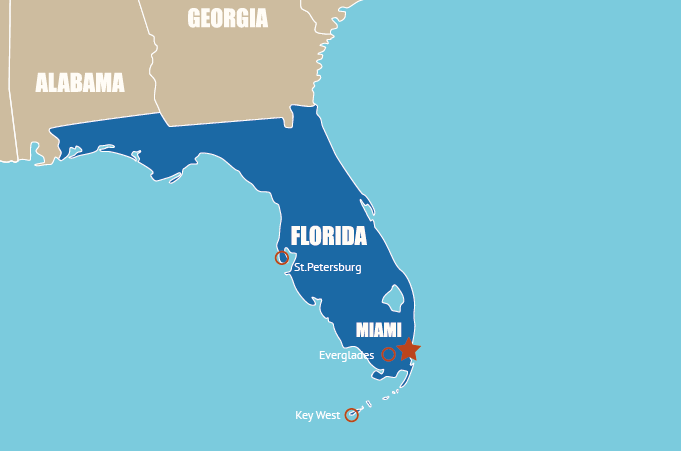Highlight Karte von Florida - der Sunshine State