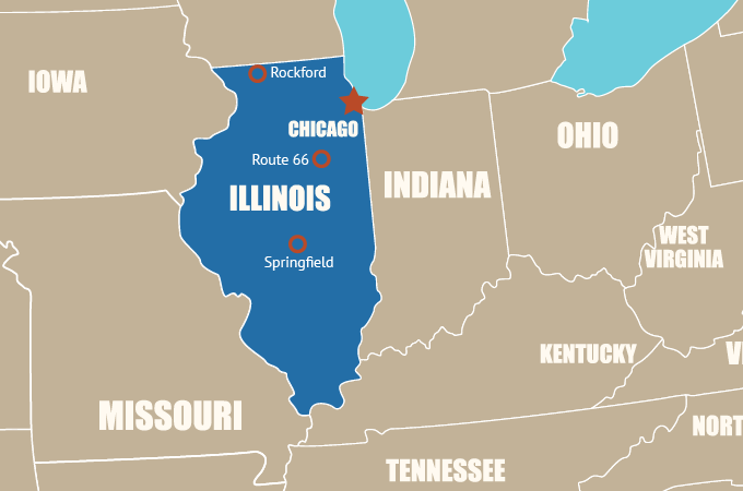 Highlight Karte von Illinois