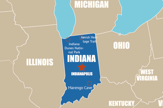 Highlight Karte von Indiana