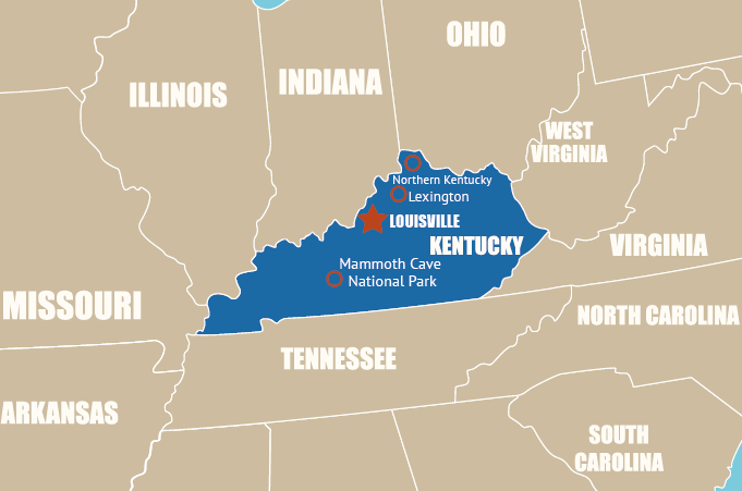 Highlight Karte von Kentucky