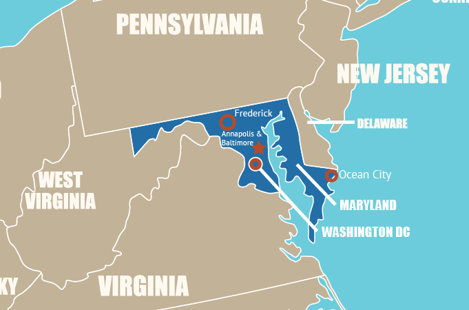 Highlight Karte von Maryland