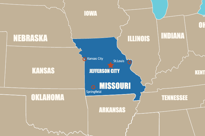Highlight Karte von Missouri