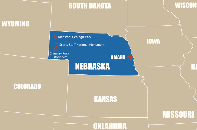 Highlight Karte von Nebraska