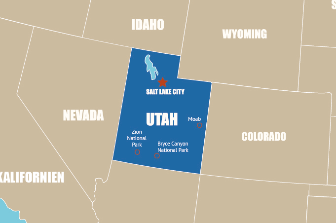 Highlight Karte von Utah