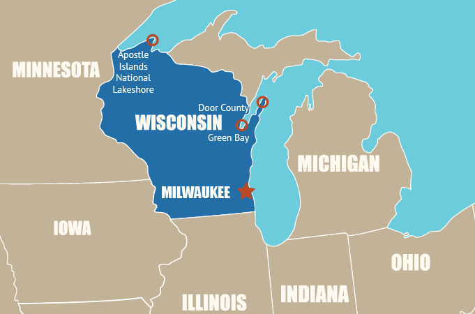 Highlight Karte von Wisconsin